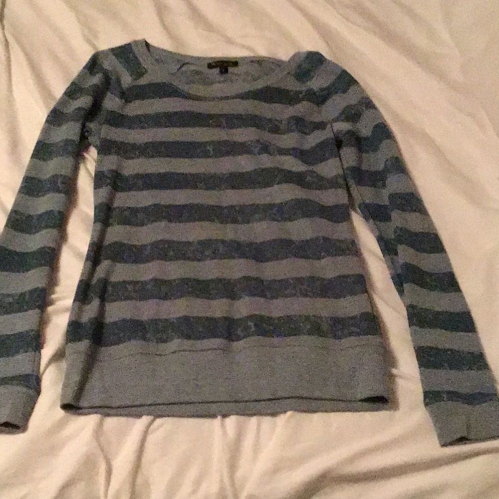 Long Sleeved Teal Striped Thick Tee